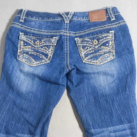 Maurices jeans women's size 5/6 ink blue colour Low rise Boot cut Embroidered - Picture 4 of 14